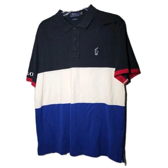 Polo Ralph Lauren Other - Polo Ralph Lauren Mens Size Lg‎ Classic Fit Colorblock Polo Shirt Navy White Red